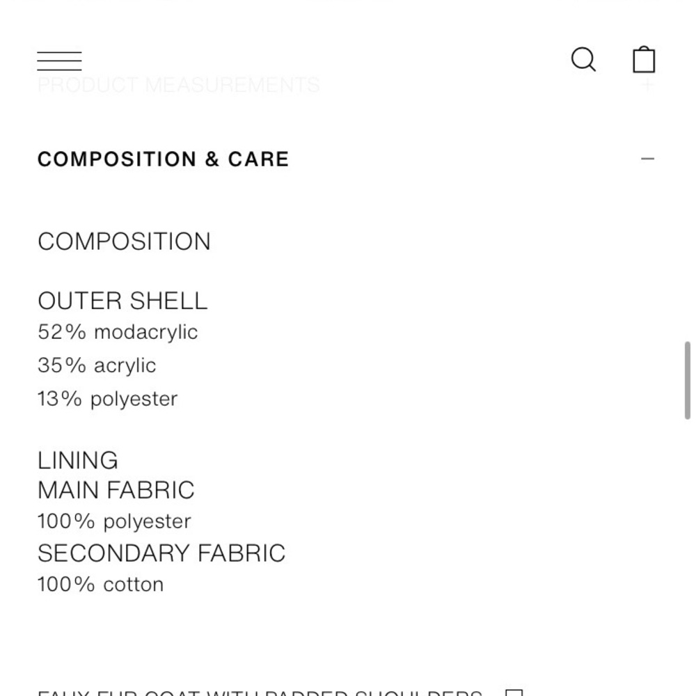 Zara FAUX FUR COAT WITH PADDED SHOULDERS - Picture 5 of 8